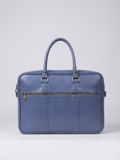 Cartable Professionnel en Cuir - Bleu Gris