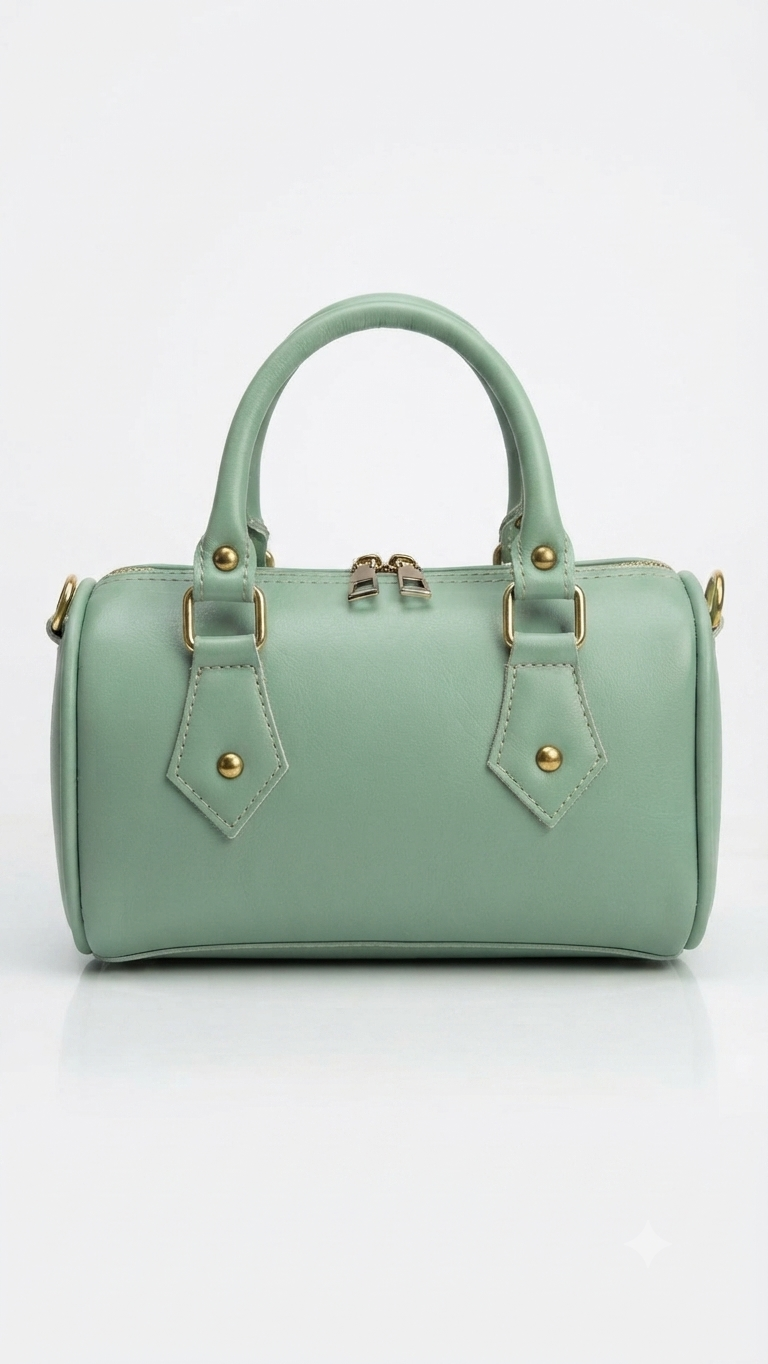 Sac à Main Bowling en Cuir - Vert Menthe