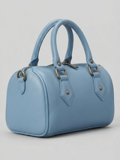 Sac à Main Bowling en Cuir - Bleu clair