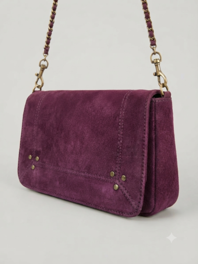 Sac à rabat en daim violet