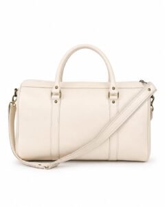 Sac de voyage en cuir crème avec bandoulière réglable
