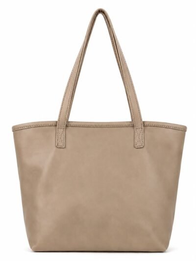 Grand Sac Tote en Cuir - Taupe /Beige Grisé