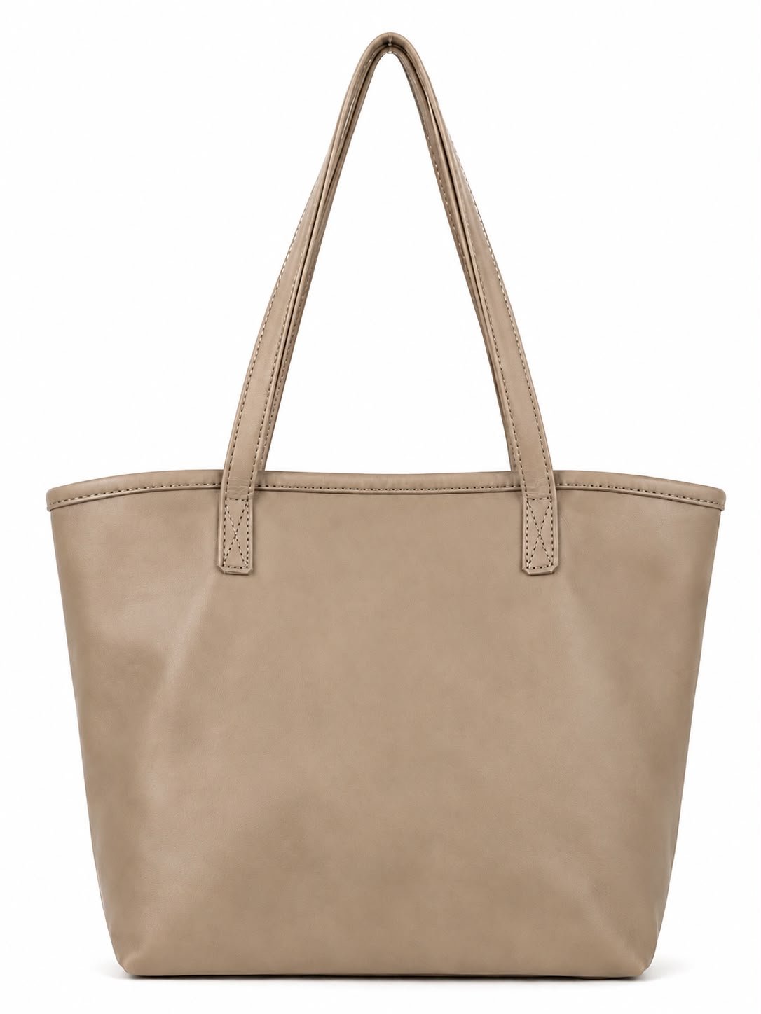 Grand Sac Tote en Cuir - Taupe /Beige Grisé