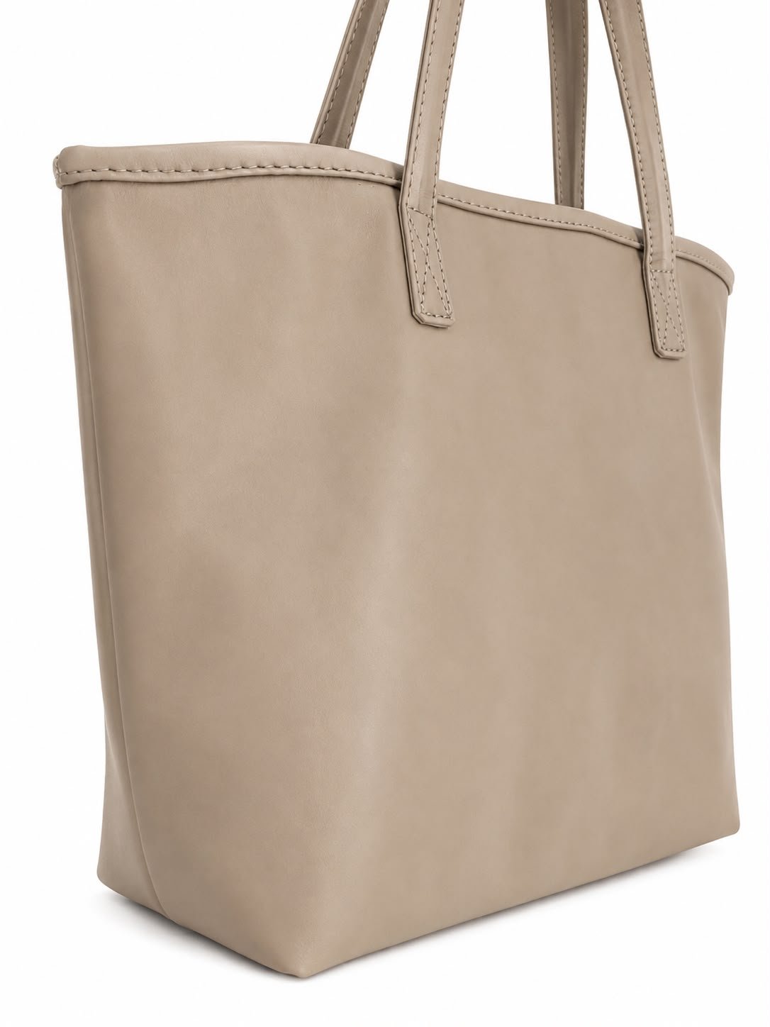 Grand Sac Tote en Cuir - Taupe /Beige Grisé – Image 2