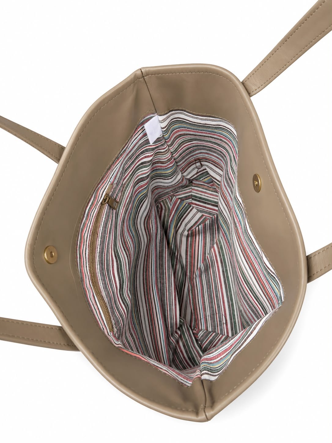 Grand Sac Tote en Cuir - Taupe /Beige Grisé – Image 3