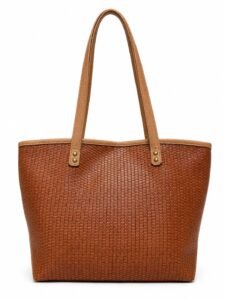 Sac à main en cuir tressé marron vu de face