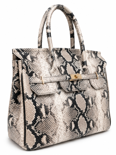 Sac main cuir python gris35