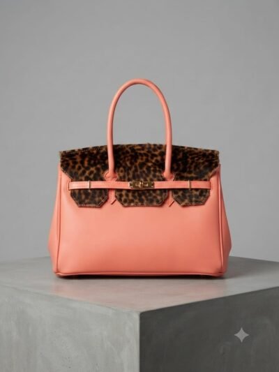 Sac à main Cuir Saumon & Veau Façon Poney –tachetés